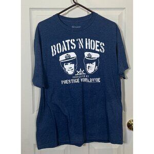 New Men's XL Boats N Hoes Step Brothers T-Shirt Prestige Worldwide Navy Blue